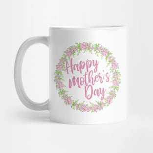 Happy Mother's Day Calligraphy with Floral Wreath Mug